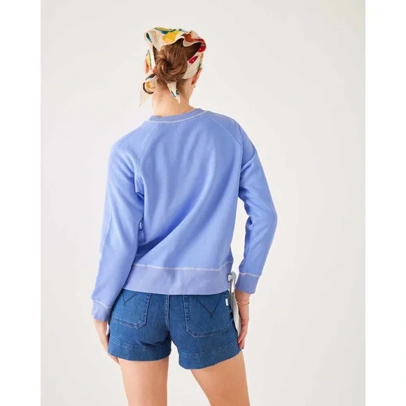 NWT Mersea Frenchie Tie Side Crewneck. SIZE Small. In Periwinkle - Picture 3 of 7